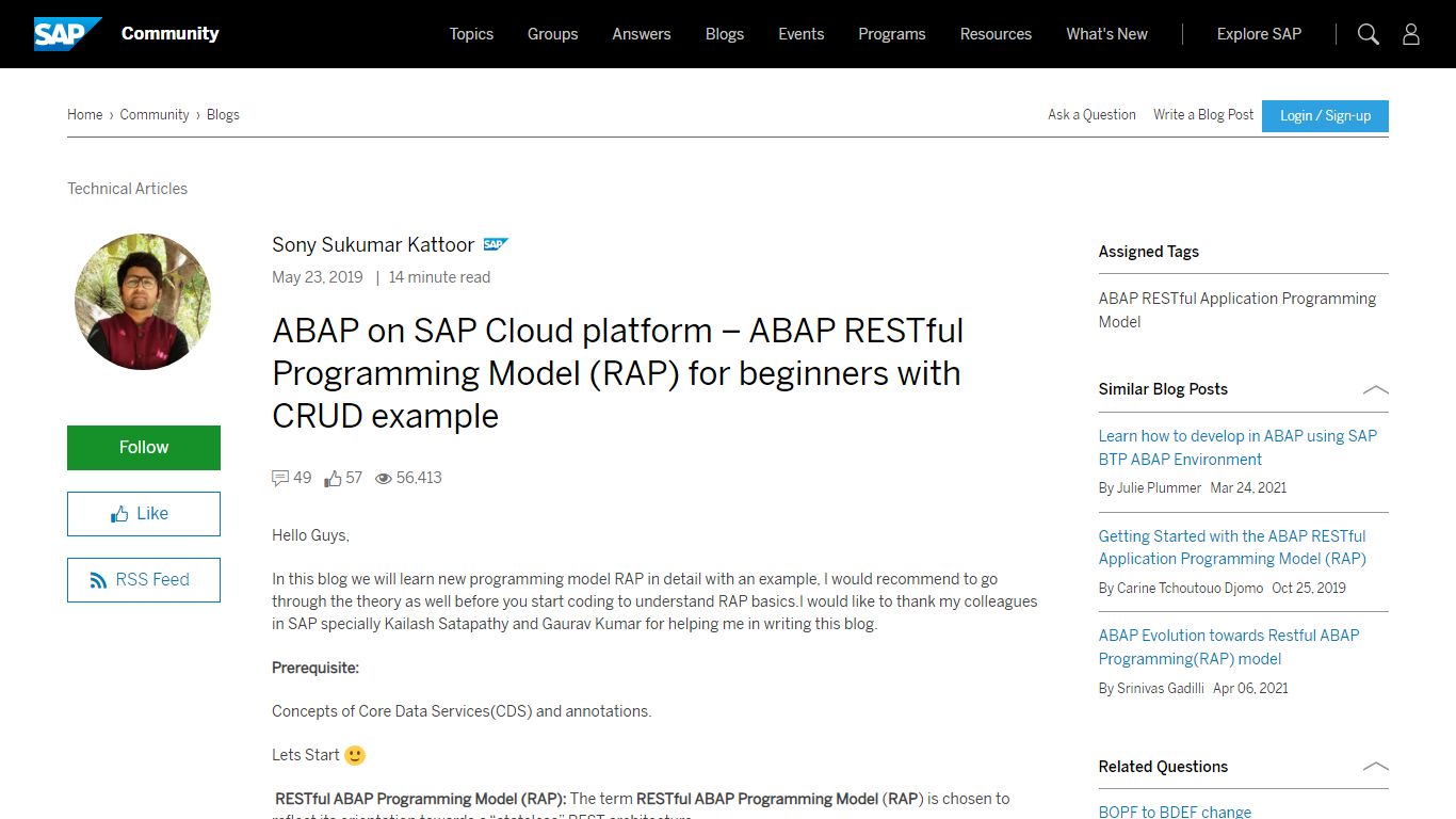 ABAP on SAP Cloud platform – ABAP RESTful Programming Model (RAP) for ...